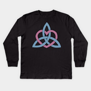 Pink and Blue Triquetra Heart Kids Long Sleeve T-Shirt